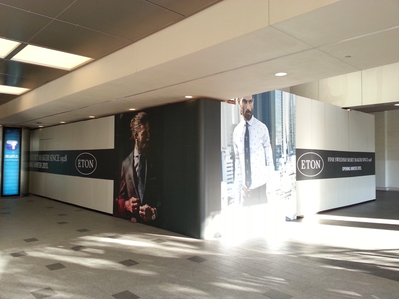 Promotional graphics installed inside an airport