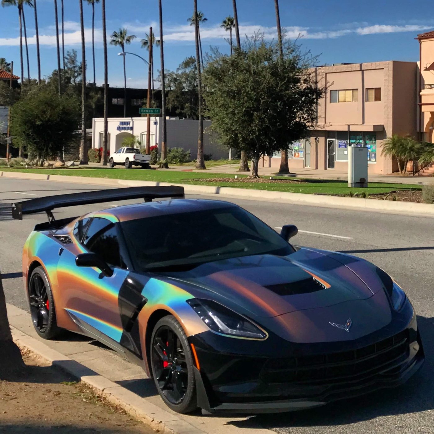 Custom iridescent Corvette wrap